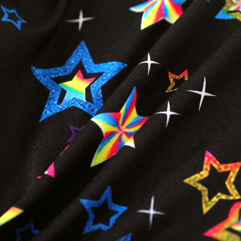 2pcs Kid Girl Colorful Unicorn Star Print Hooded Sweatshirt and Tie Dyed Leggings Set Multi-color big image 3