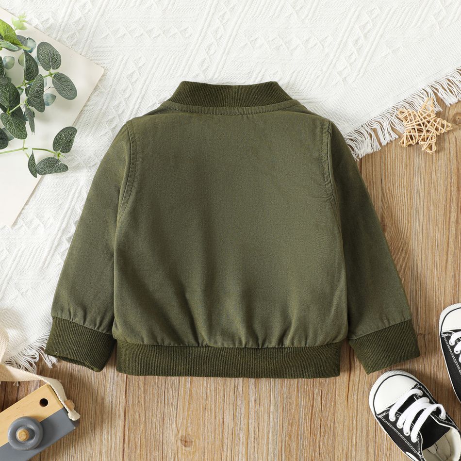 100% Cotton Baby Boy Button Front Army Green Long-sleeve Jacket Army green big image 2