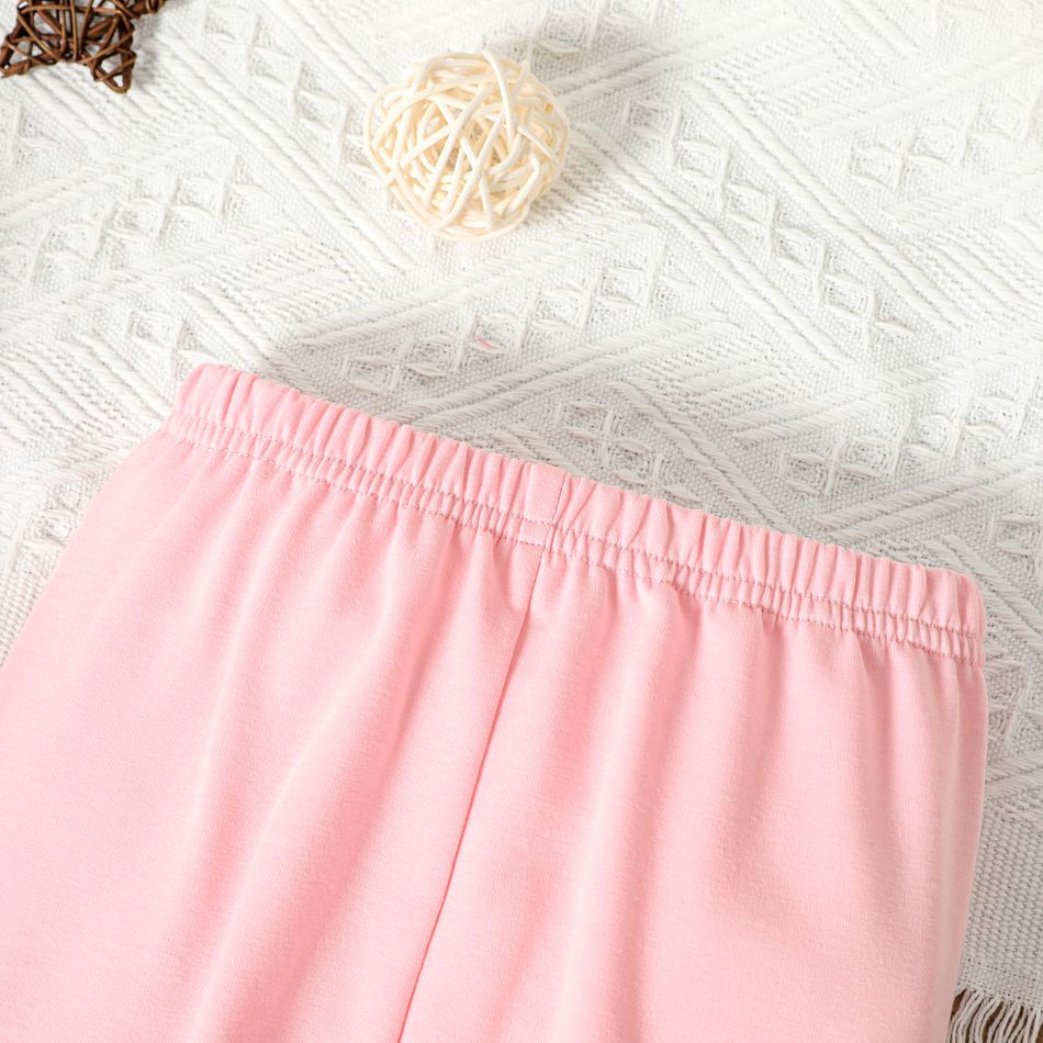 2pcs Baby Girl Letter Print Pink Twist Knot Long-sleeve Sweatshirt and Sweatpants Set Pink big image 5