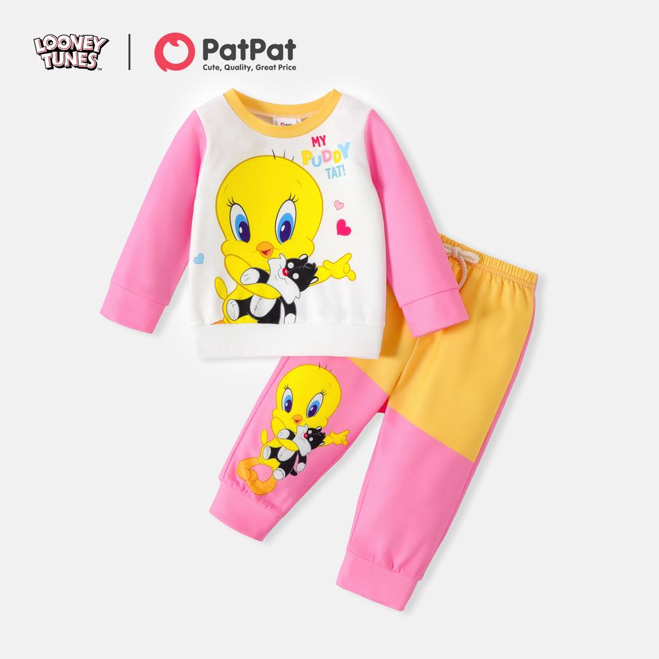 Looney Tunes 2pcs Baby Boy/Girl Long-sleeve Graphic Sweatshirt and Pants Set LightYellow big image 4