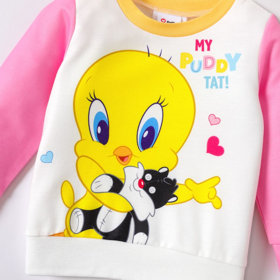Looney Tunes 2pcs Baby Boy/Girl Long-sleeve Graphic Sweatshirt and Pants Set LightYellow big image 5