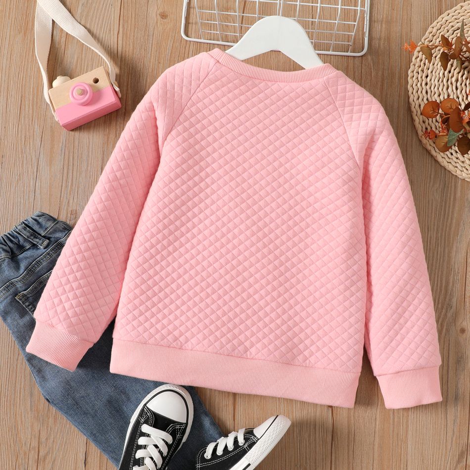 Criança Menina Costuras de tecido Quadrados Pullover Sweatshirt Rosa big image 6