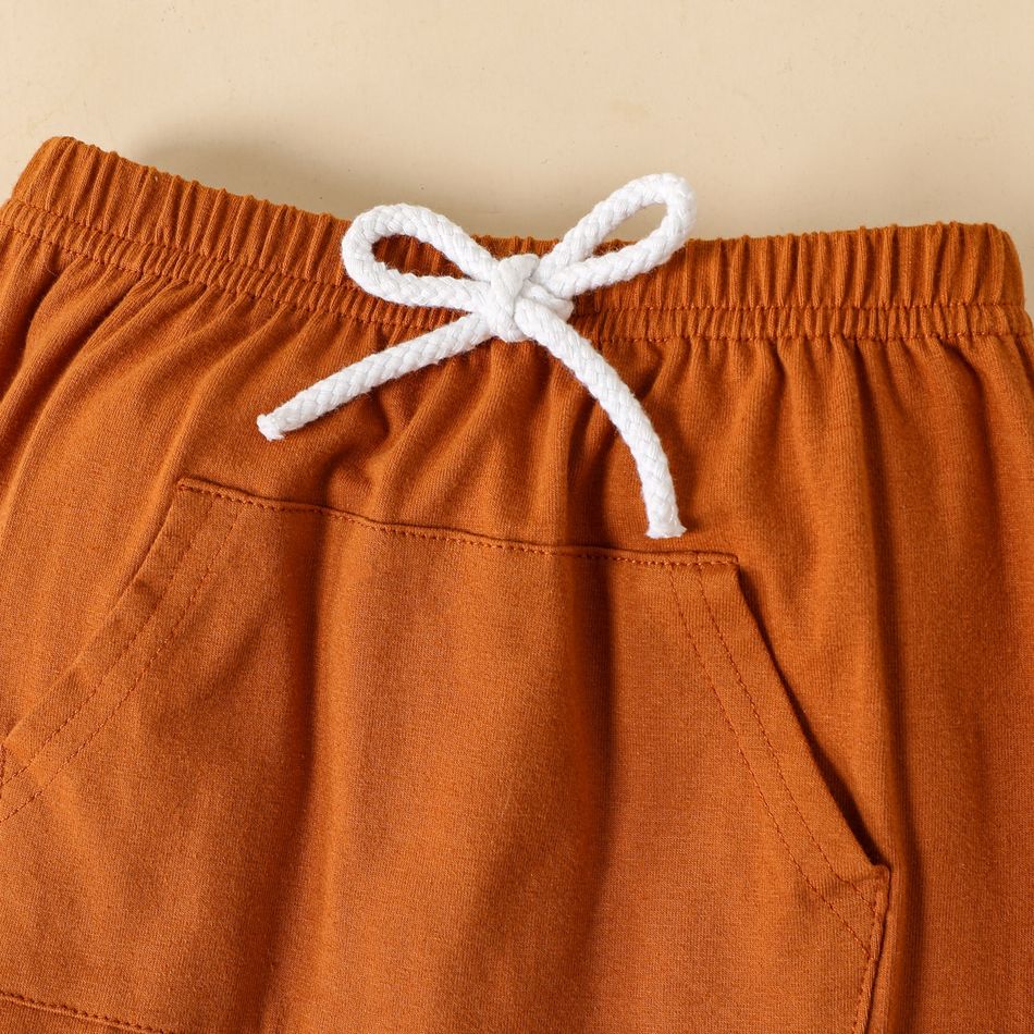 2pcs Baby Boy 95% Cotton Pants and Letter Print Long-sleeve Pullover Set Caramel big image 6
