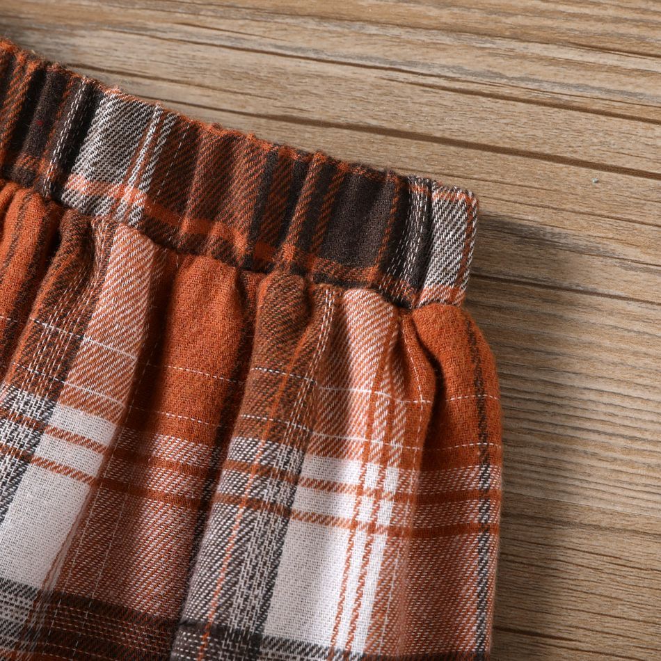 2 قطع كيد فتاة 3d bowknot تصميم شق البلوز و مجموعة تنورة منقوشة مشمش big image 4