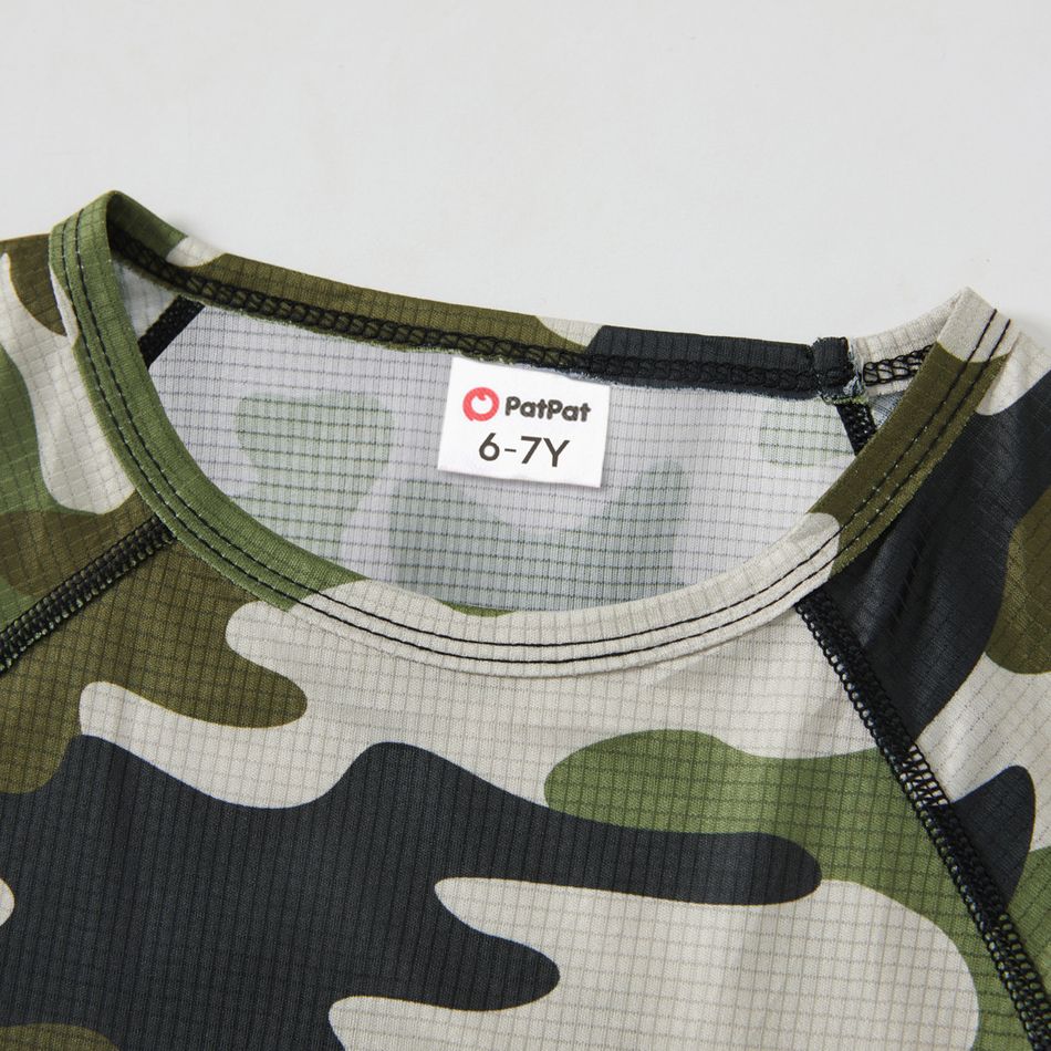Activewear Moisture Wicking Kid Boy Camouflage Print Breathable Short Raglan Sleeve Tee CAMOUFLAGE big image 4