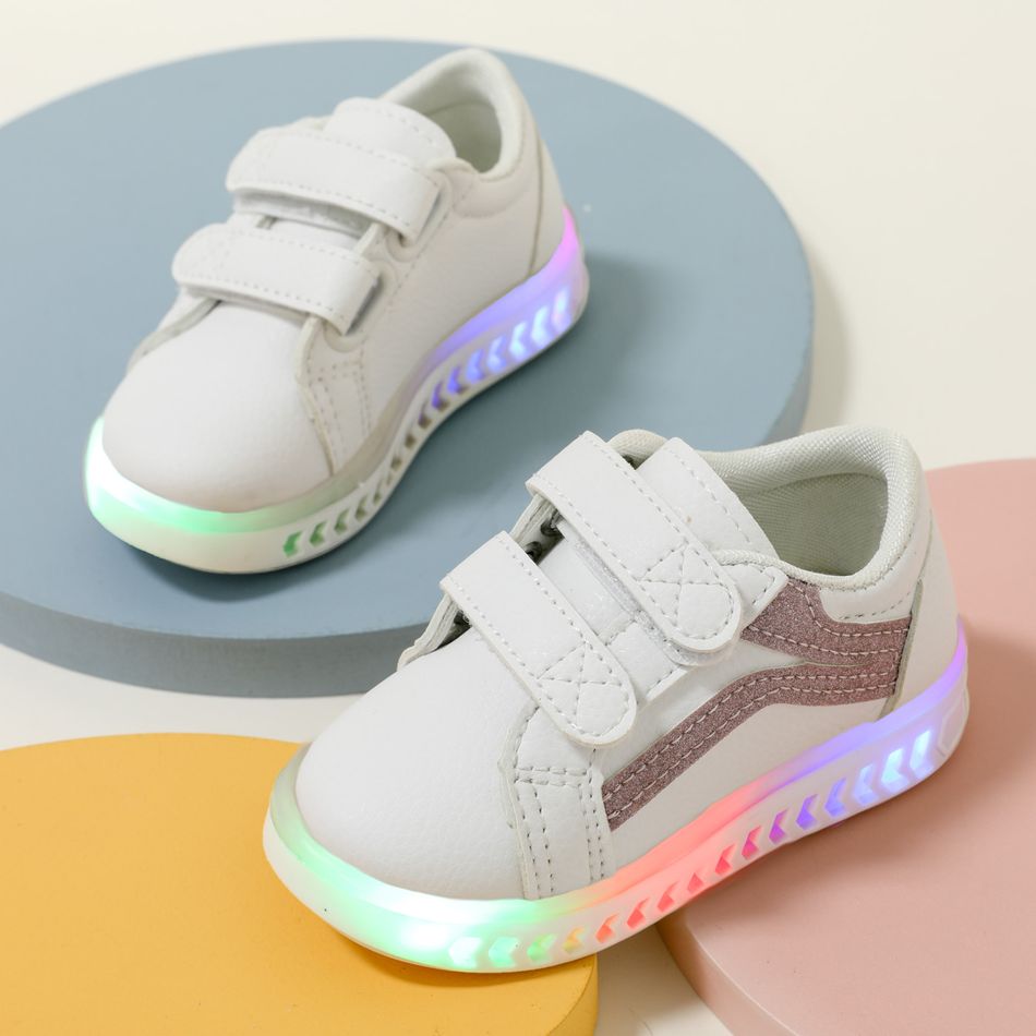 Baby/ Toddler's Sequin Stripe LED Sneaker Pink big image 1