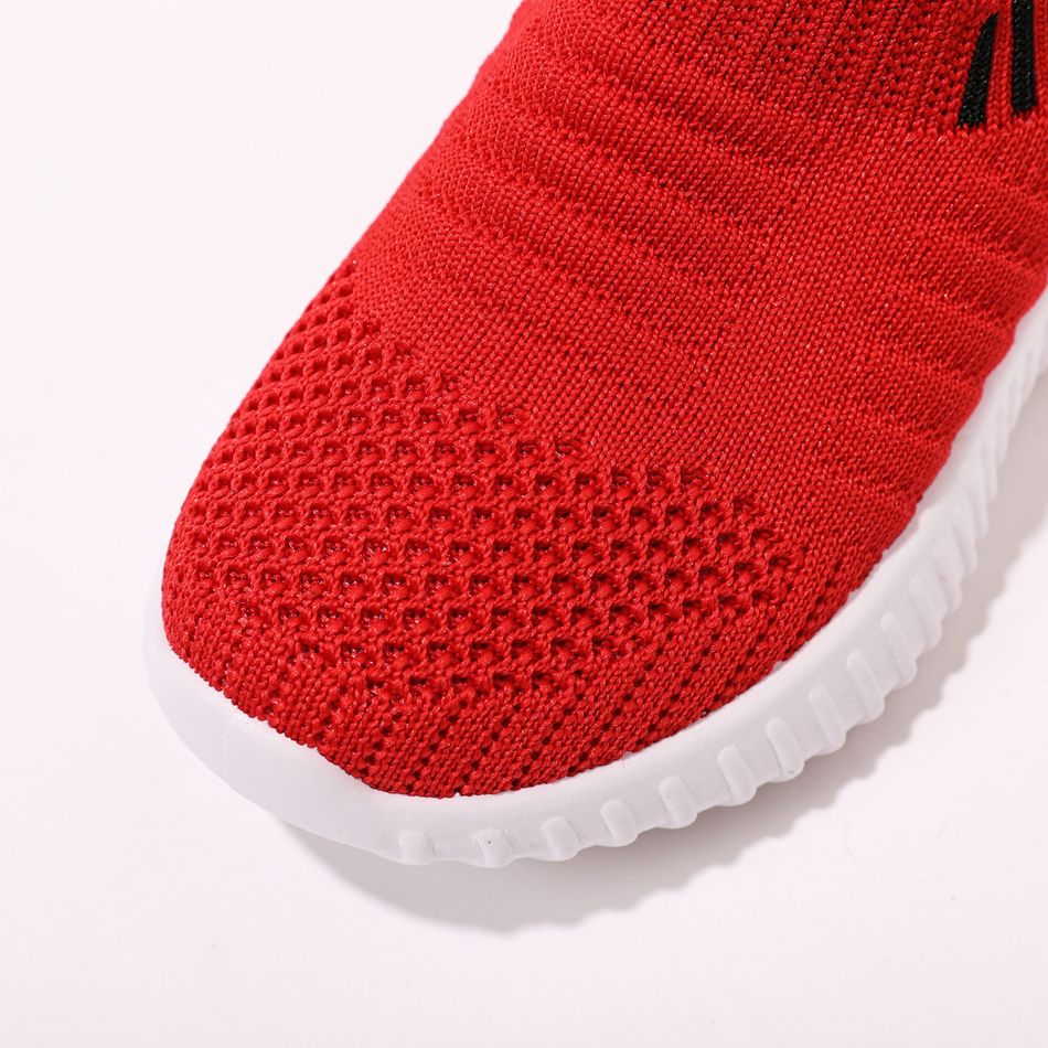Toddler / Kid Breathable Knitted Solid Sneakers Red big image 8