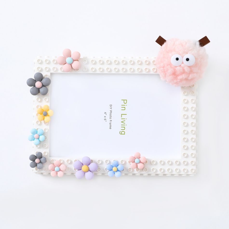 DIY Building Block Photo Frame Magical Picture Frame Toy Building Set for Babies Toddlers Kids (Random hairball color) White big image 7