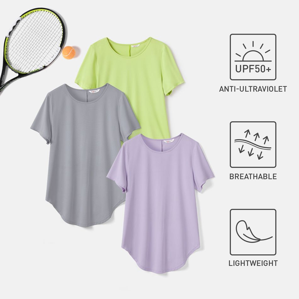 Activewear Anti-UV Women Solid Short-sleeve Sports Tee lightgreen big image 6