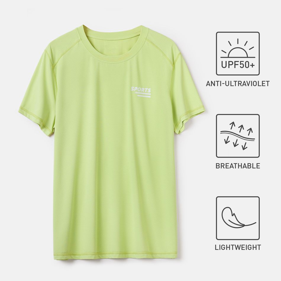 Activewear Anti-UV Men Glow In The Dark Print Short-sleeve Sports Tee lightgreen big image 2
