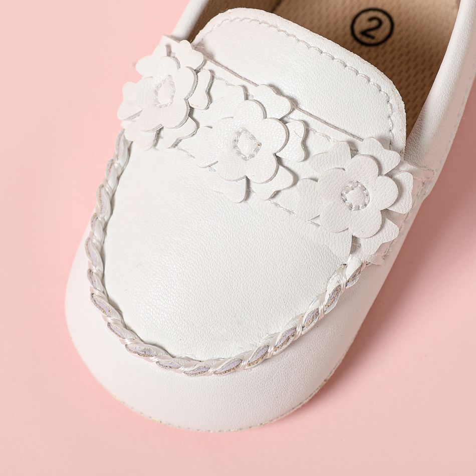 Baby / Toddler Floral Decor Slip-on Loafers Prewalker Shoes White big image 3