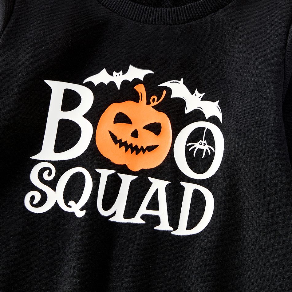 Halloween Glow In The Dark Pumpkin & Letter Print Family Matching Long-sleeve Sweatshirts Black big image 11