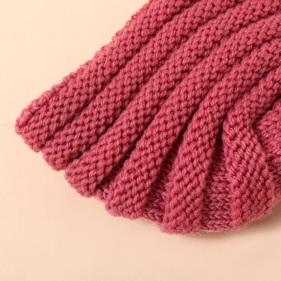 Baby / Toddler Bow Decor Knitted Beanie Hat Pink big image 3