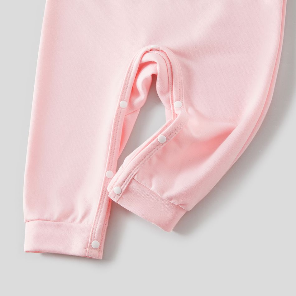 Floral Print Spliced Pink Long-sleeve Drawstring Hoodies for Mom and Me Pink big image 11