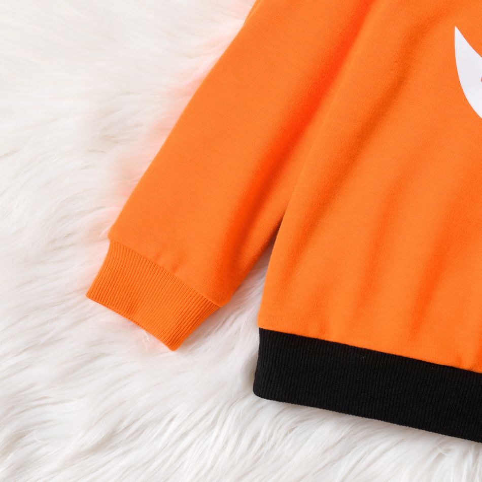 Toddler Boy/Girl Halloween Graphic Reflective Colorblock Hoodie Sweatshirt Orange