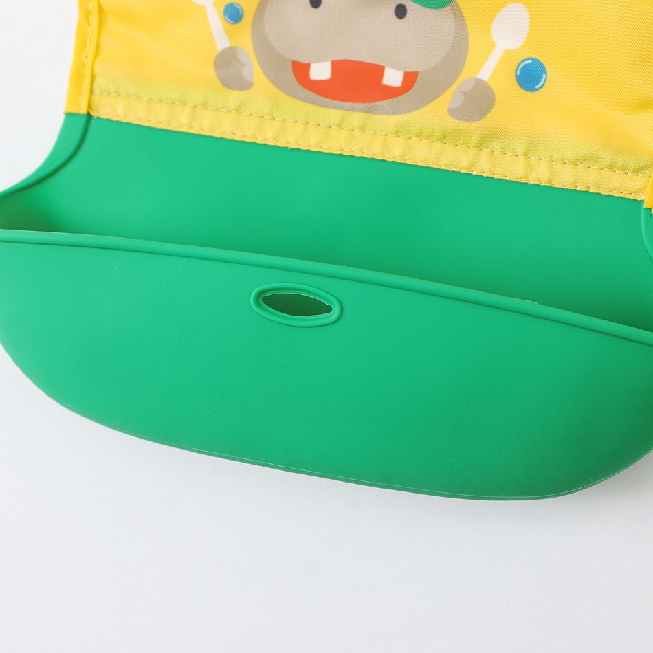 Silicone Cartoon Bull Baby Bib Large Adjustable Fit Waterproof Bibs Yellow big image 5