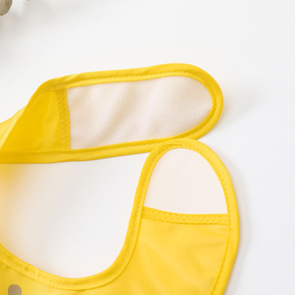 Silicone Cartoon Bull Baby Bib Large Adjustable Fit Waterproof Bibs Yellow big image 3