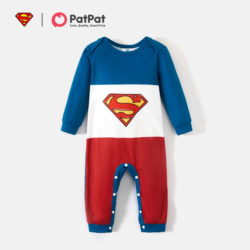 Superman Daddy and Me Long-sleeve Colorblock Graphic Sweatshirts royalblue big image 7