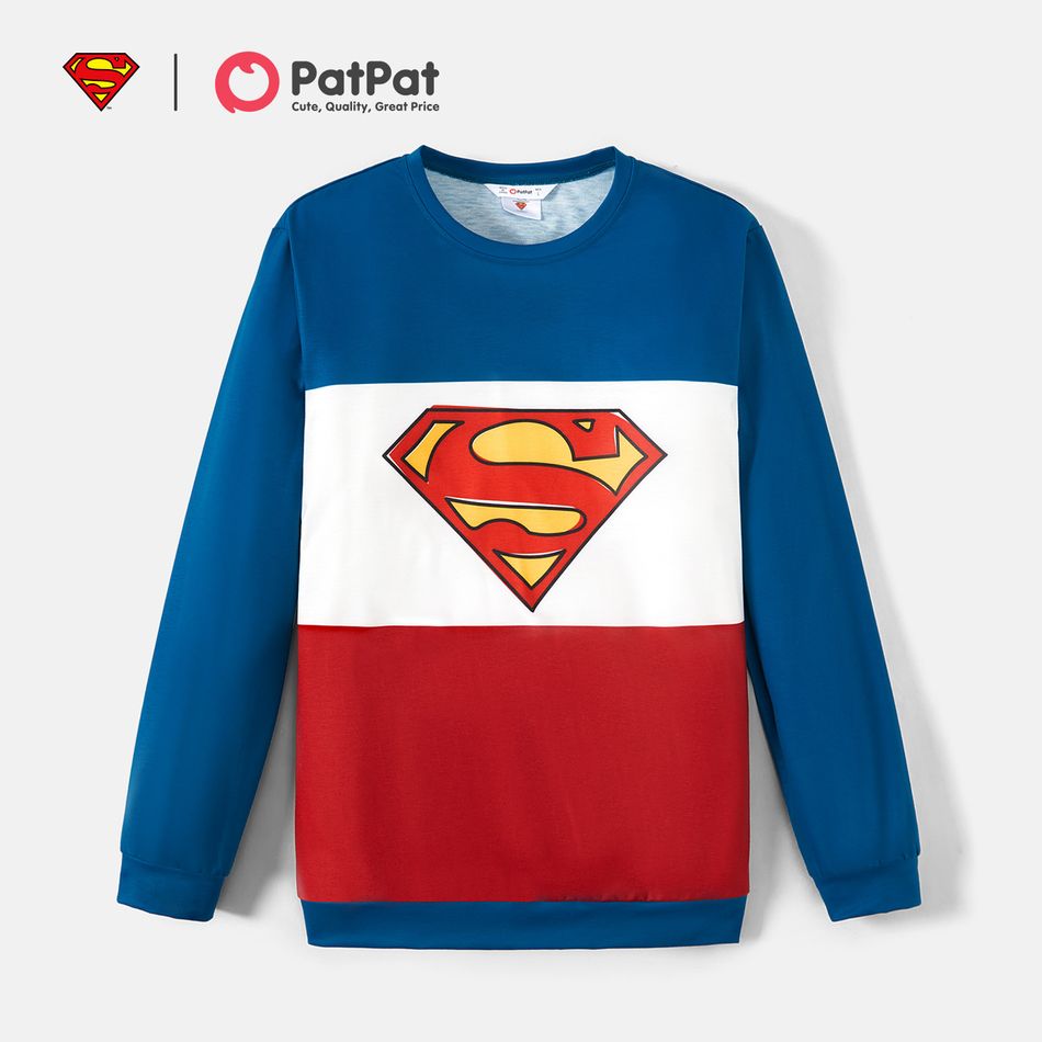 Superman Daddy and Me Long-sleeve Colorblock Graphic Sweatshirts royalblue big image 2