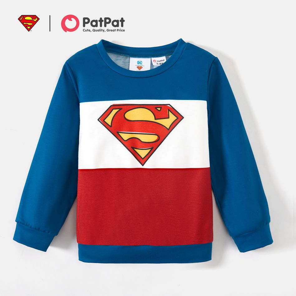 Superman Daddy and Me Long-sleeve Colorblock Graphic Sweatshirts royalblue big image 6