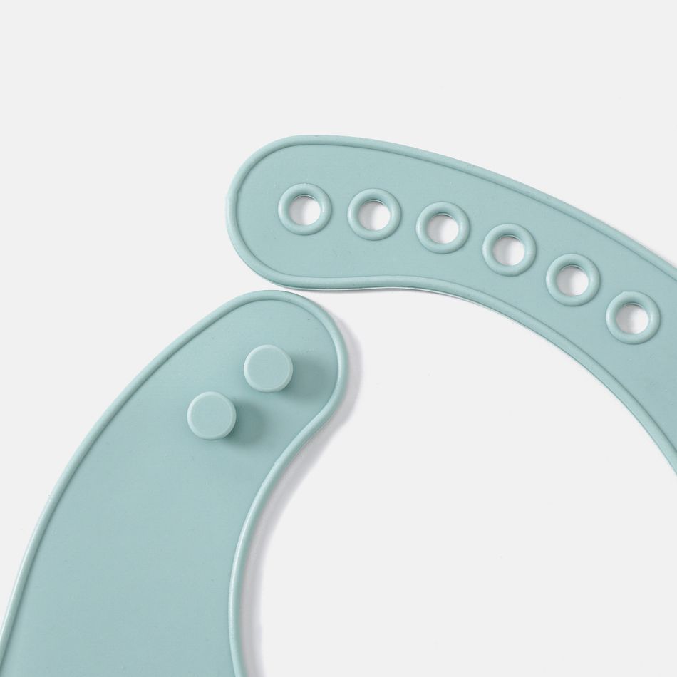 bavaglini per bambini in silicone alimentare con tasca per alimenti di grande capacità bavaglino per bambini pieghevole morbido impermeabile regolabile Turchese big image 5