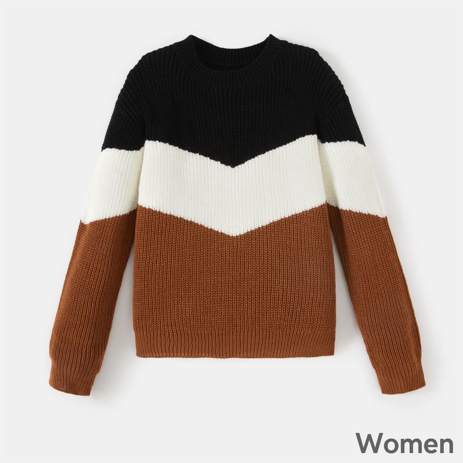مطابقة الأسرة كنزة صوفية محبوكة بأكمام طويلة colorblock متعدد الألوان big image 4