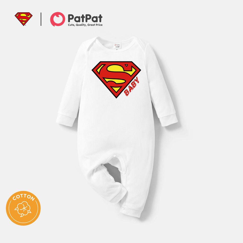 Superman Family Matching 100% Cotton Long-sleeve Graphic White Hoodies White big image 6