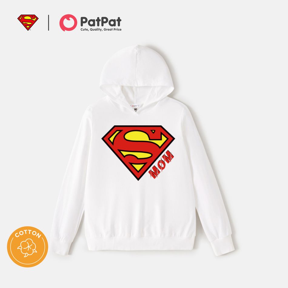 Superman Family Matching 100% Cotton Long-sleeve Graphic White Hoodies White big image 3