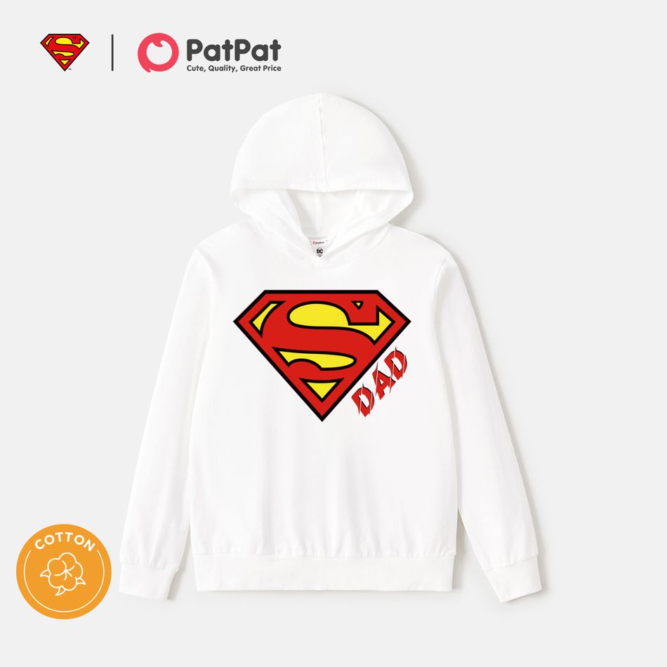 Superman Family Matching 100% Cotton Long-sleeve Graphic White Hoodies White big image 2