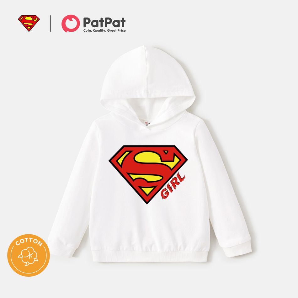 Superman Family Matching 100% Cotton Long-sleeve Graphic White Hoodies White big image 4