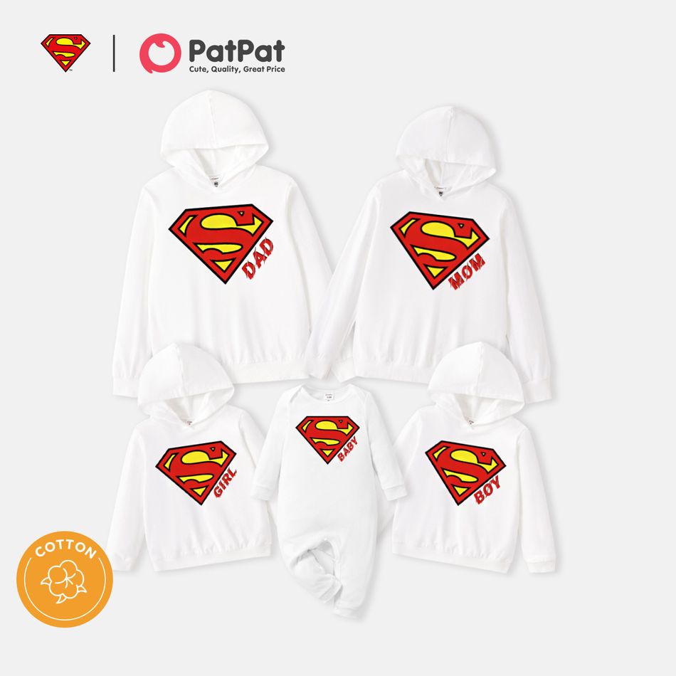 Superman Look de família Manga comprida Conjuntos de roupa para a família Tops Branco