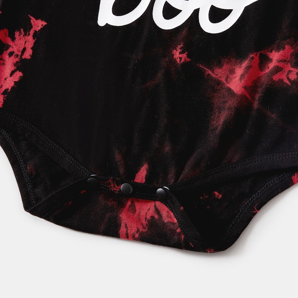 100% Cotton Letter Print Tie Dye Round Neck Short-sleeve T-shirts for Mom and Me redblack big image 7