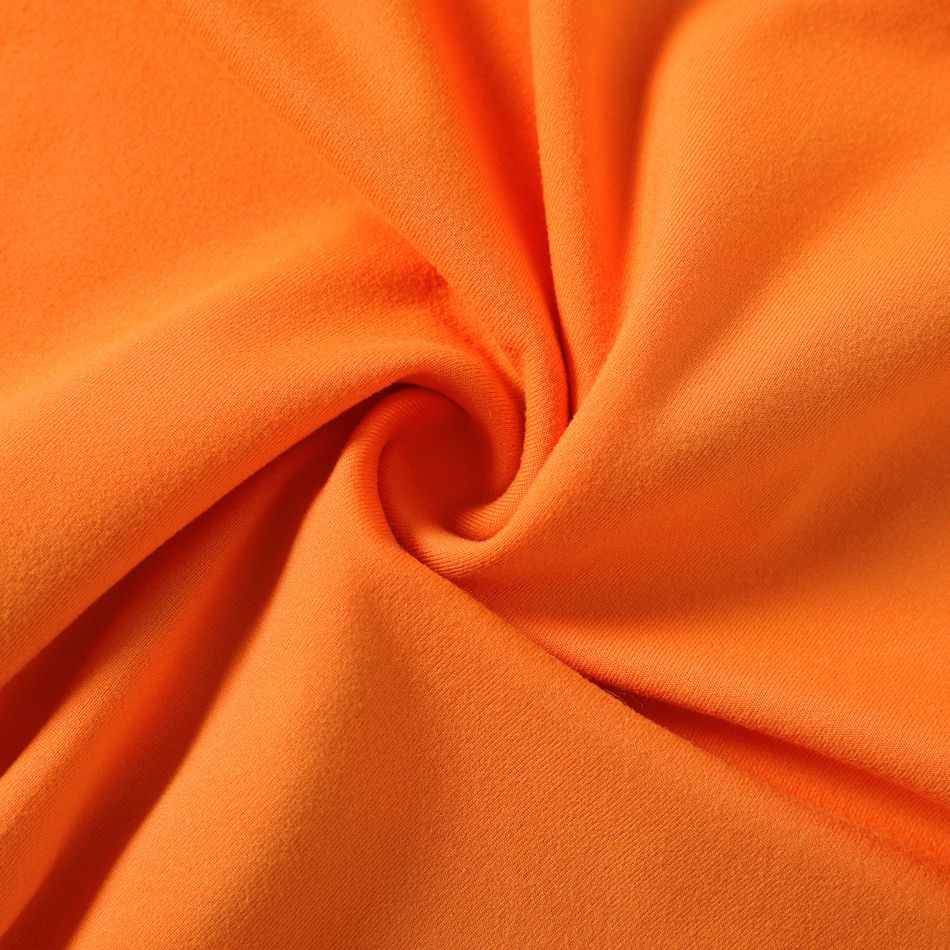 2pcs Kid Girl Halloween Graphic Long-sleeve Tee and Flared Pants Set Orange