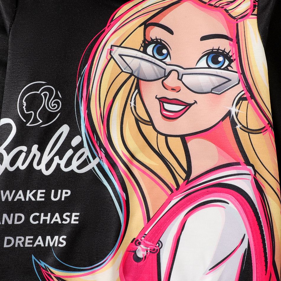 Barbie 2pcs Kid Girl Letter Characters Print Hoodie Sweatshirt and Leggings Set Colorful big image 2