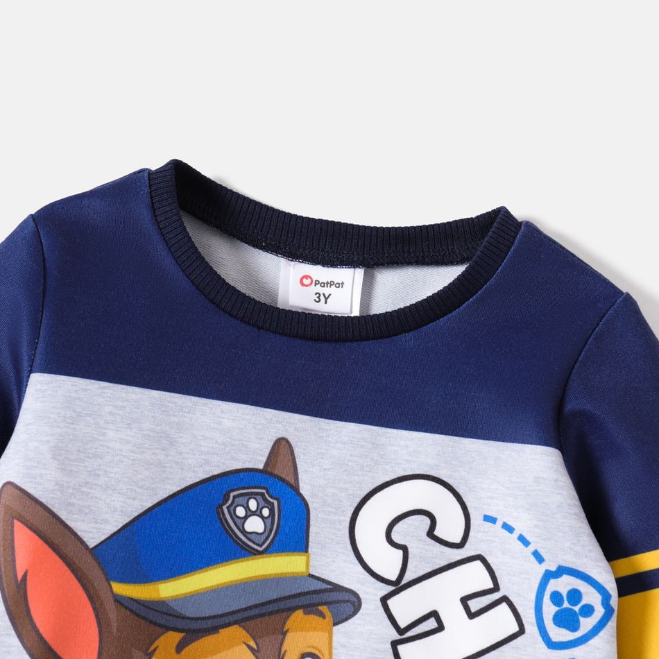 Paw Patrol Toddler Girl/Boy Letter Print Colorblock Striped Pullover Sweatshirt Blue big image 4