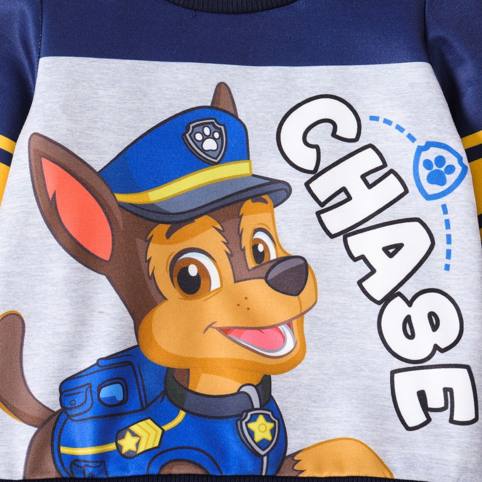 Paw Patrol Toddler Girl/Boy Letter Print Colorblock Striped Pullover Sweatshirt Blue big image 2