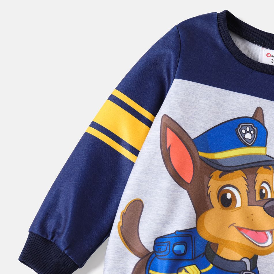 Paw Patrol Toddler Girl/Boy Letter Print Colorblock Striped Pullover Sweatshirt Blue big image 5