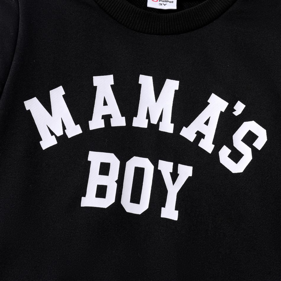 Toddler Girl/Boy Letter Print Pullover Sweatshirt Black big image 5