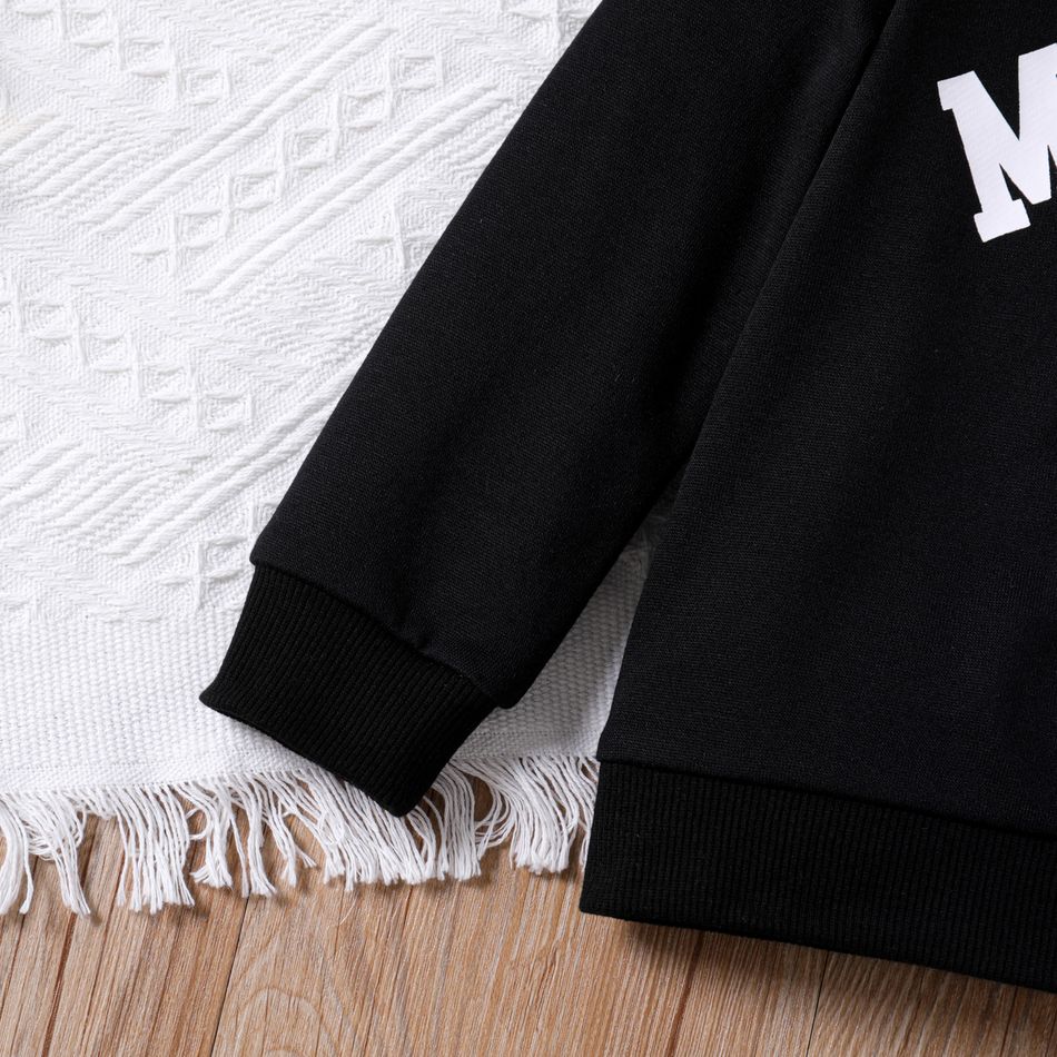 Toddler Girl/Boy Letter Print Pullover Sweatshirt Black
