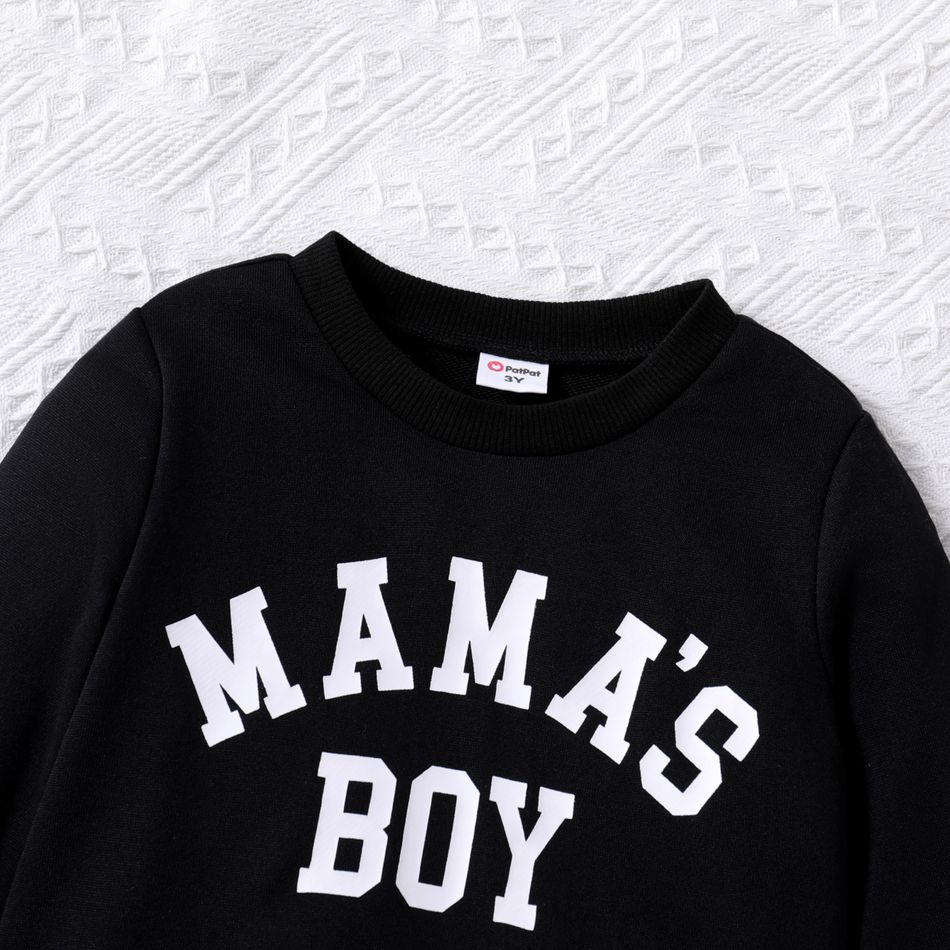 Toddler Girl/Boy Letter Print Pullover Sweatshirt Black big image 4