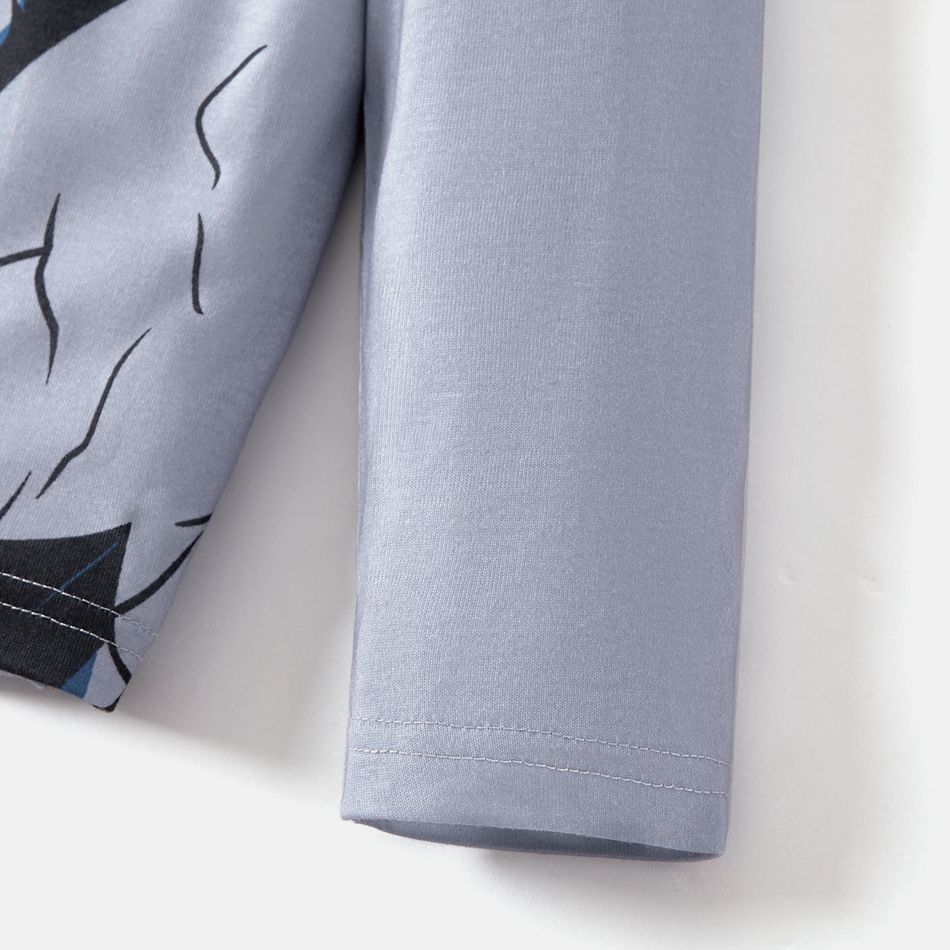 Batman 2pcs Kid Boy Character Print Long-sleeve Tee and Pants Pajamas Sleepwear Set Grey big image 5