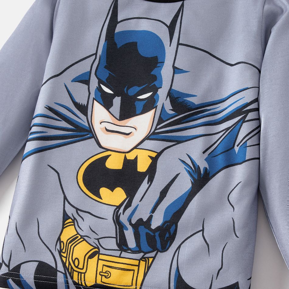 Batman 2pcs Kid Boy Character Print Long-sleeve Tee and Pants Pajamas Sleepwear Set Grey big image 2
