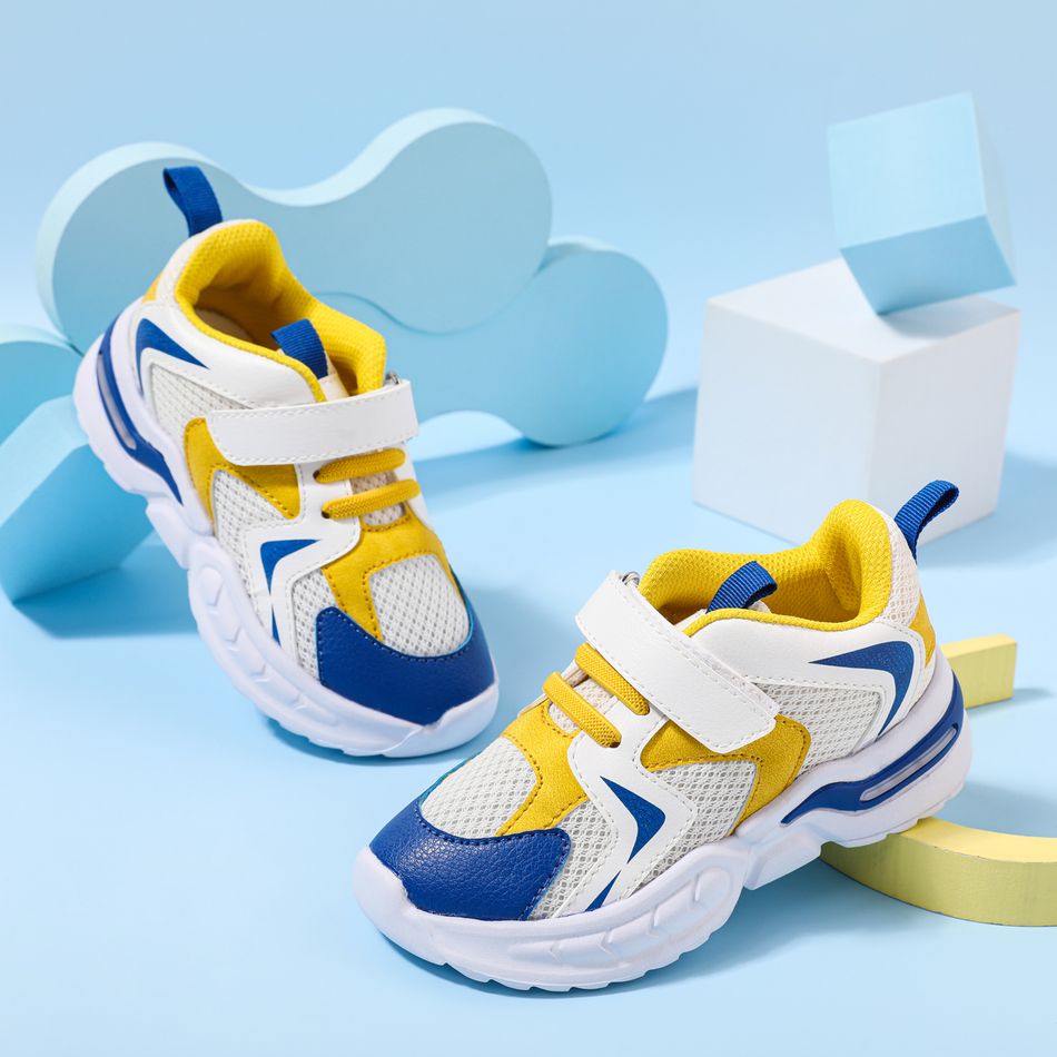 Toddler / Kid Color Block Velcro Strap Sneakers Blue big image 3