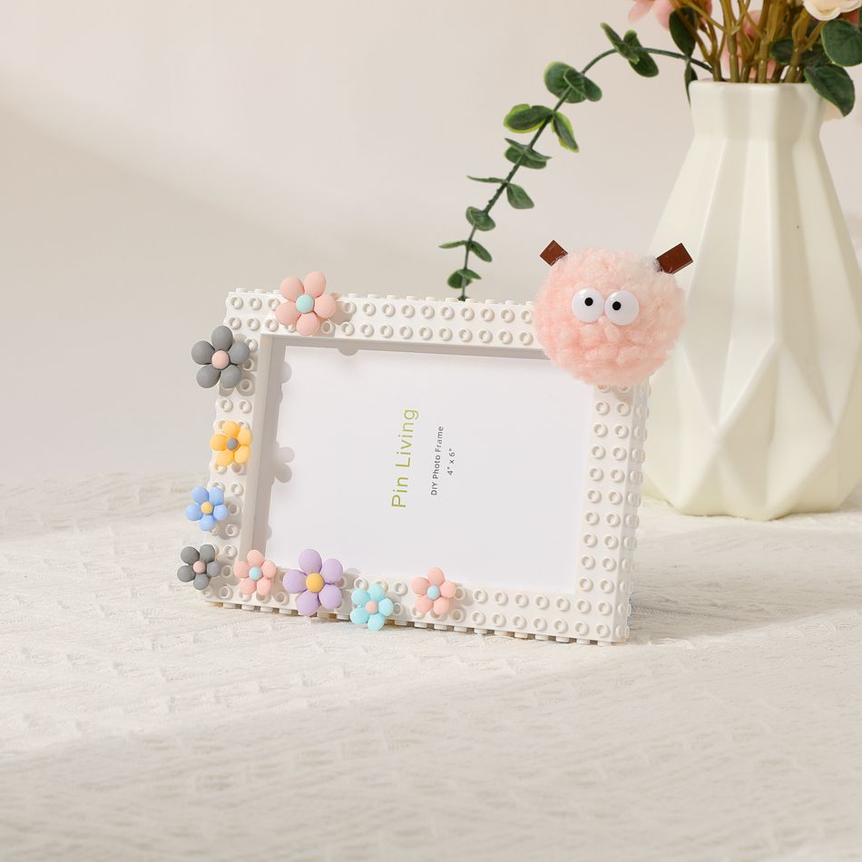 DIY Building Block Photo Frame Magical Picture Frame Toy Building Set for Babies Toddlers Kids (Random hairball color) White big image 1