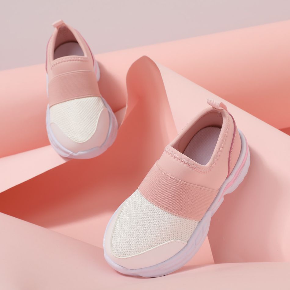 Toddler / Kid Pink Mesh Breathable Slip-on Sneakers Pink big image 2
