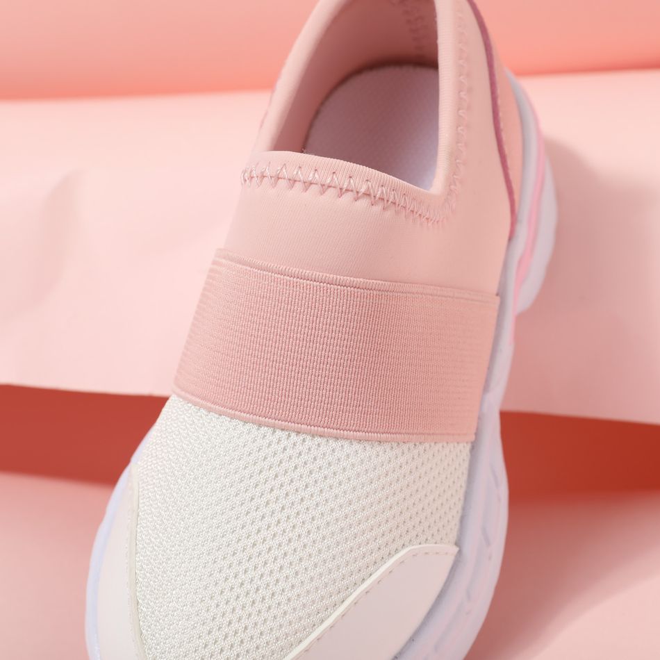 Toddler / Kid Pink Mesh Breathable Slip-on Sneakers Pink big image 4