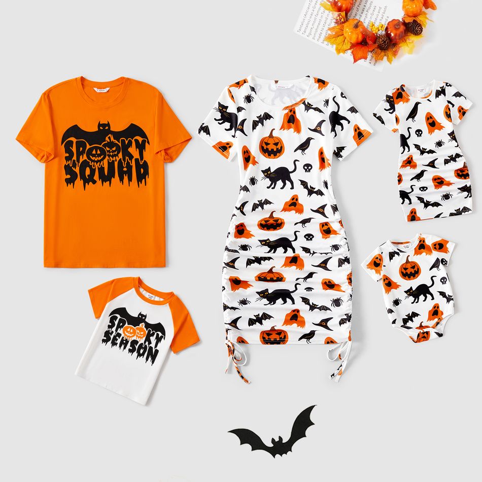 Halloween Familien-Looks Kurzärmelig Familien-Outfits Sets orange