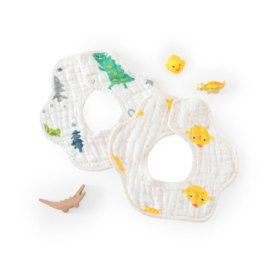 2er-Pack Babylätzchen in Blütenform 8-lagige Baumwollgaze-Bandana-Sabberlätzchen zum Füttern, Sabbern und Zahnen Mehrfarbig big image 14