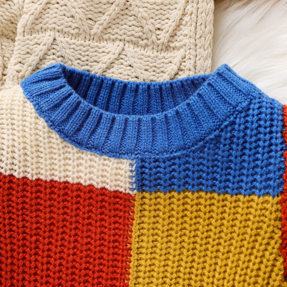 Baby Boy/Girl Long-sleeve Colorblock Knitted Pullover Sweater Multi-color big image 3