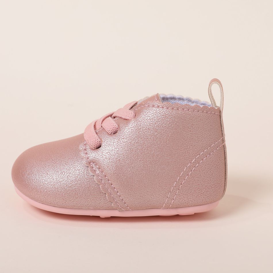 Baby / Toddler Simple Plain Wavy Edge Prewalker Shoes Pink big image 2